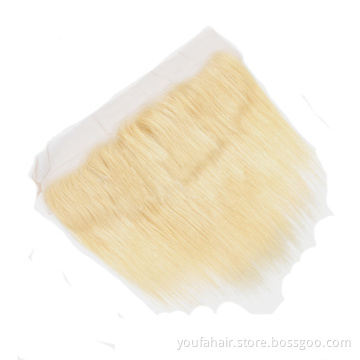 Factory Wholesale Pre Plucked Blonde Natural Hairline Brazilian Curl Human Hair 613 HD Lace Closure 13x4 13x6 Swiss Lace Frontal